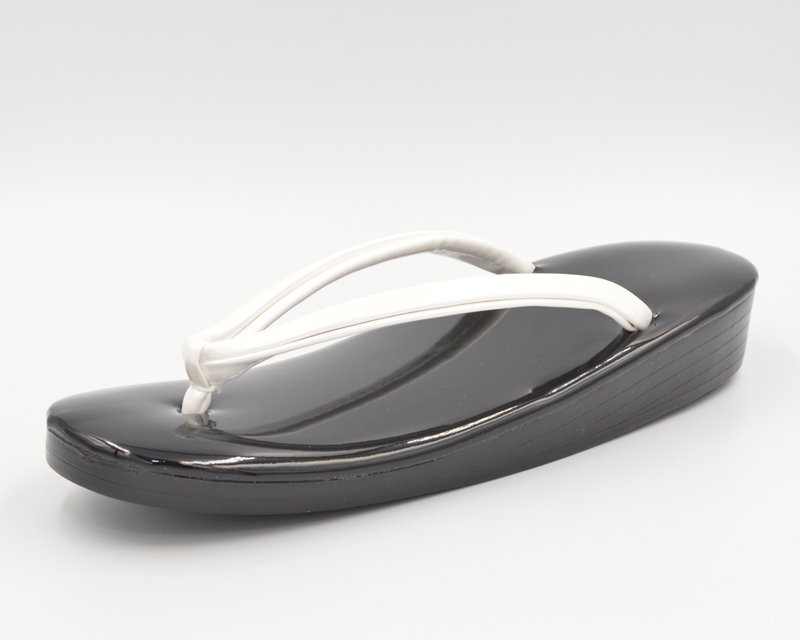 2F кимоно уретан zori 2L сделано в Японии 25cm ширина 8.5cm каблук 3.5cm маленький штамп type надеть обувь ... долговечный конечно . технология белый нос .× чёрный небо ПВХ (07-01-005b)