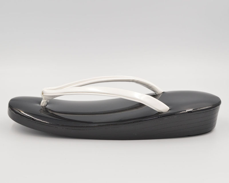 2F кимоно уретан zori 2L сделано в Японии 25cm ширина 8.5cm каблук 3.5cm маленький штамп type надеть обувь ... долговечный конечно . технология белый нос .× чёрный небо ПВХ (07-01-005b)