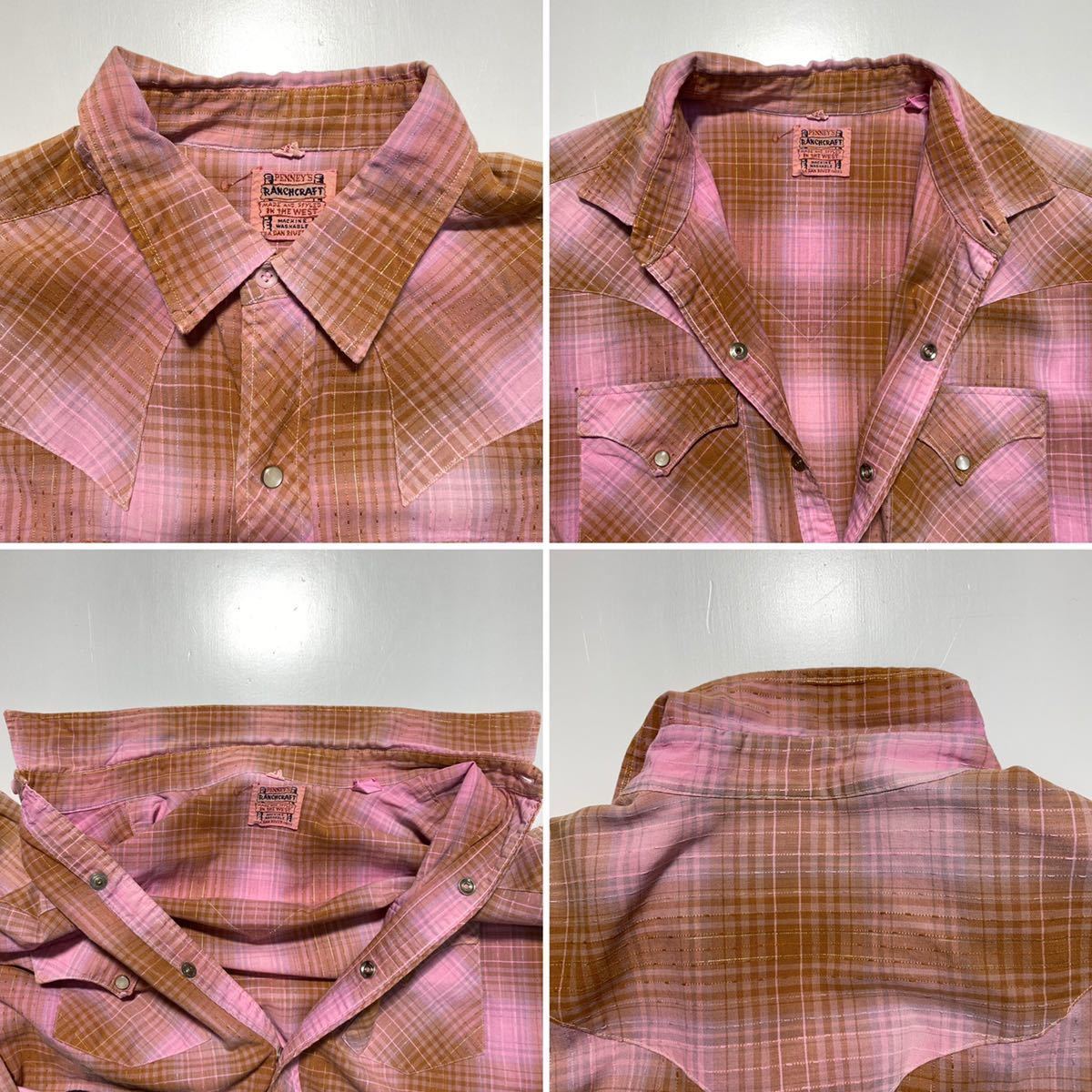 WEB限定】 60年代 shirt Western L/S RANCHCRAFT PENNEYS Vintage 【S