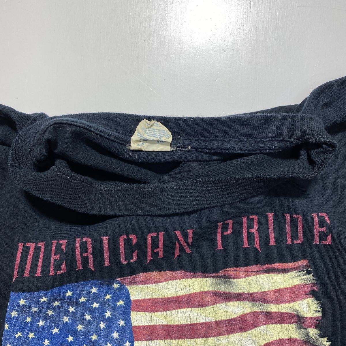 【XL】90s GILDAN AMERICAN PRIDE PRINT S/S TEE 90年代 ギルダン アメリカン プライド プリント 半袖Tシャツ Tシャツ ブラック G454_画像4