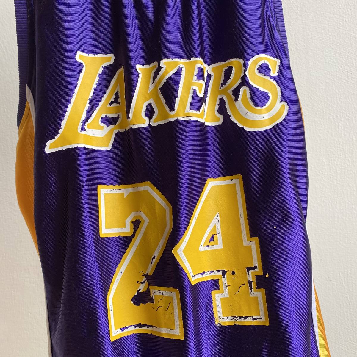 古着 Lakers レイカーズ ゲームシャツ NBAシャツ バスケ ユニフォーム コービーブライアント パープル イエロー A15
