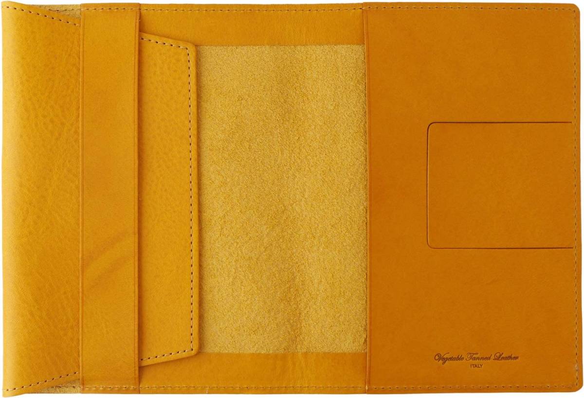  slip-on library stamp book cover free type thickness adjustment possible Italian leather MB leather yellow IVL-5802