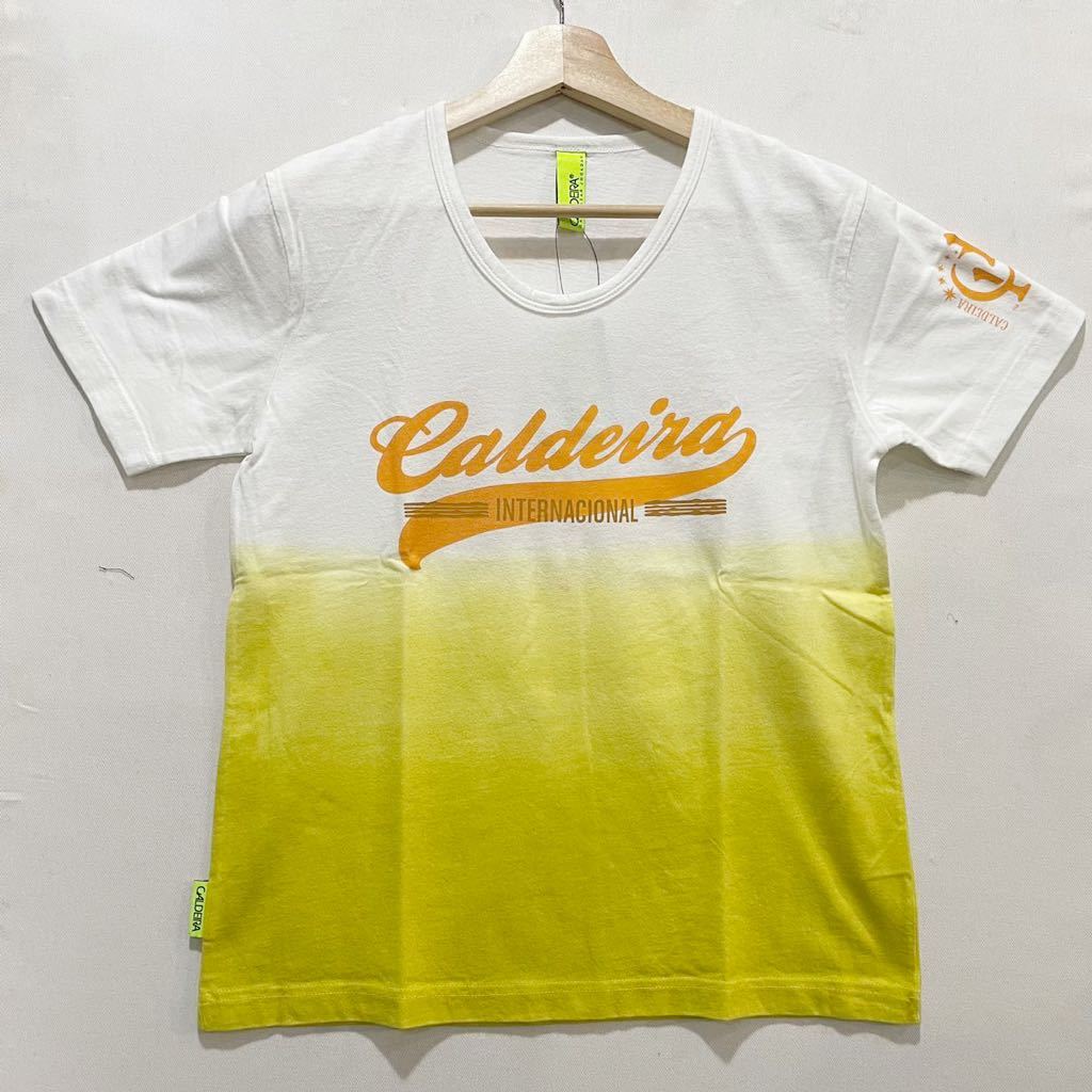 SALE! メール便可能! CALDEIRA (キャルデラ) ソフト Uネック Tシャツ (S) YELLOW | futsal soccer フットサル サッカー イエロー セール_画像1