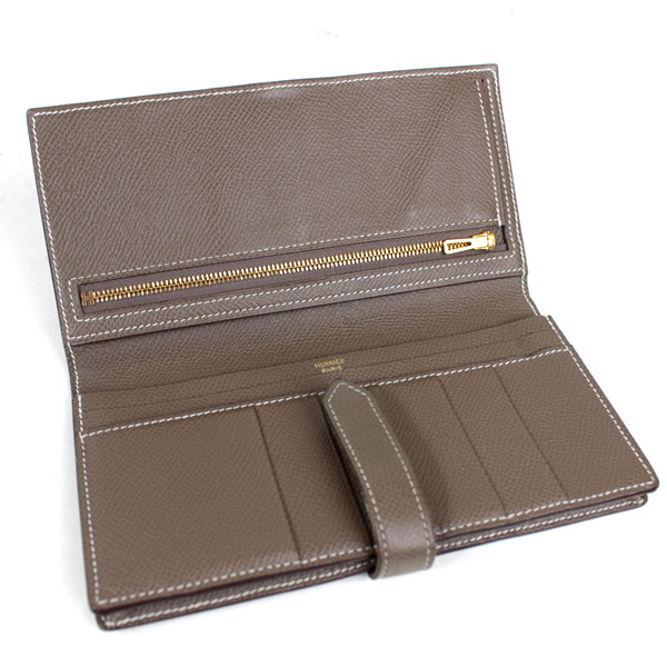 エルメス 長財布 ベアンスフレ HERMES ヴォーエプソン グレージュ o483