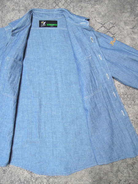 FAT cotton car n blur - shirt * men's M size (TITCH)/ long sleeve / long sleeve /efe- tea / cat eyes button 