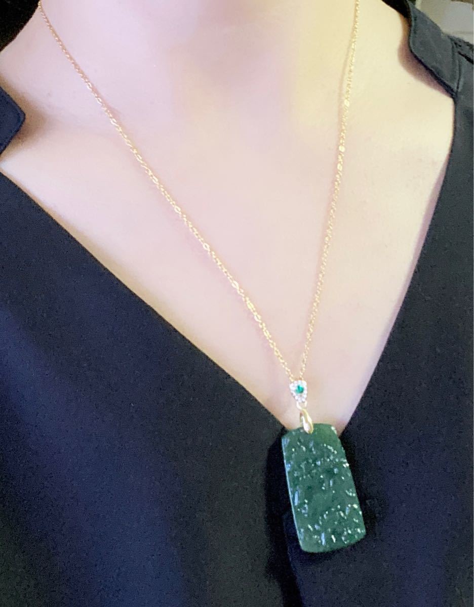 天然和田玉碧玉両面彫刻山水札のネックレス kanfa720.com