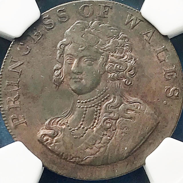 1795 イギリス 1/2ペニートークン銅貨 プリンセス オブ ウェルズ NGC 