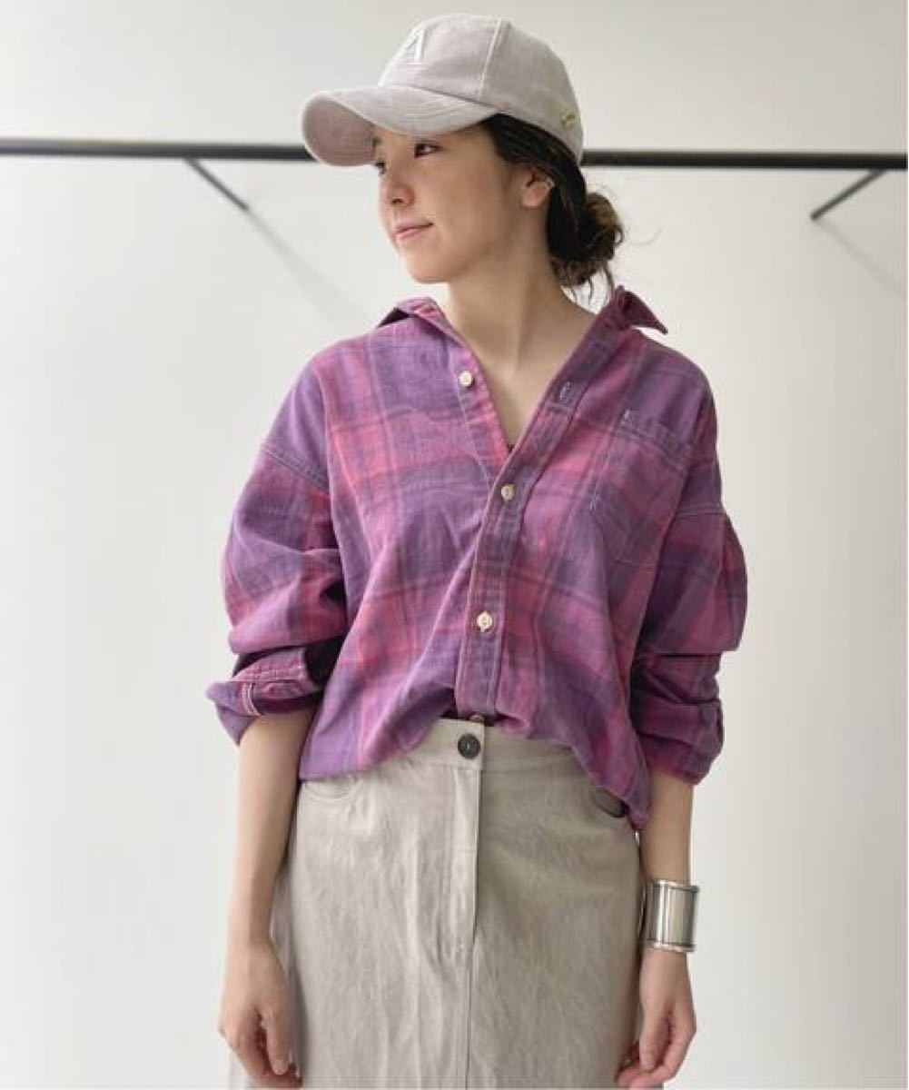 REMI RELIEF/レミレリーフ】Check Shirt ピンク リネンシャツ L
