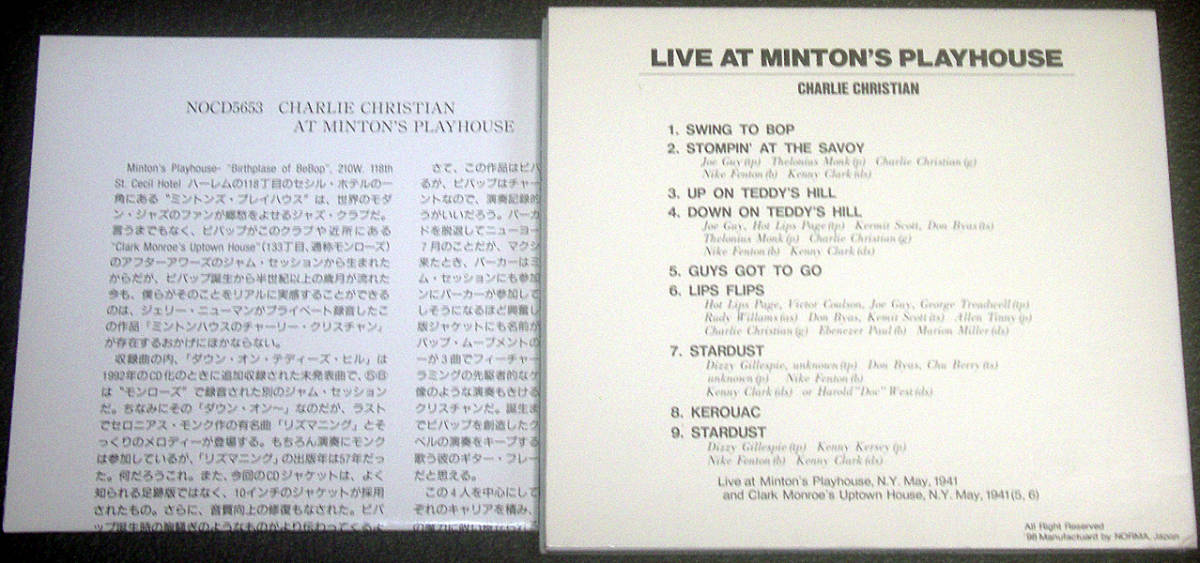 チャーリー・クリスチャン Charlie Christian / LIVE AT MINTON'S PLAYHOUSE 伝説作 稀少国内盤_画像3