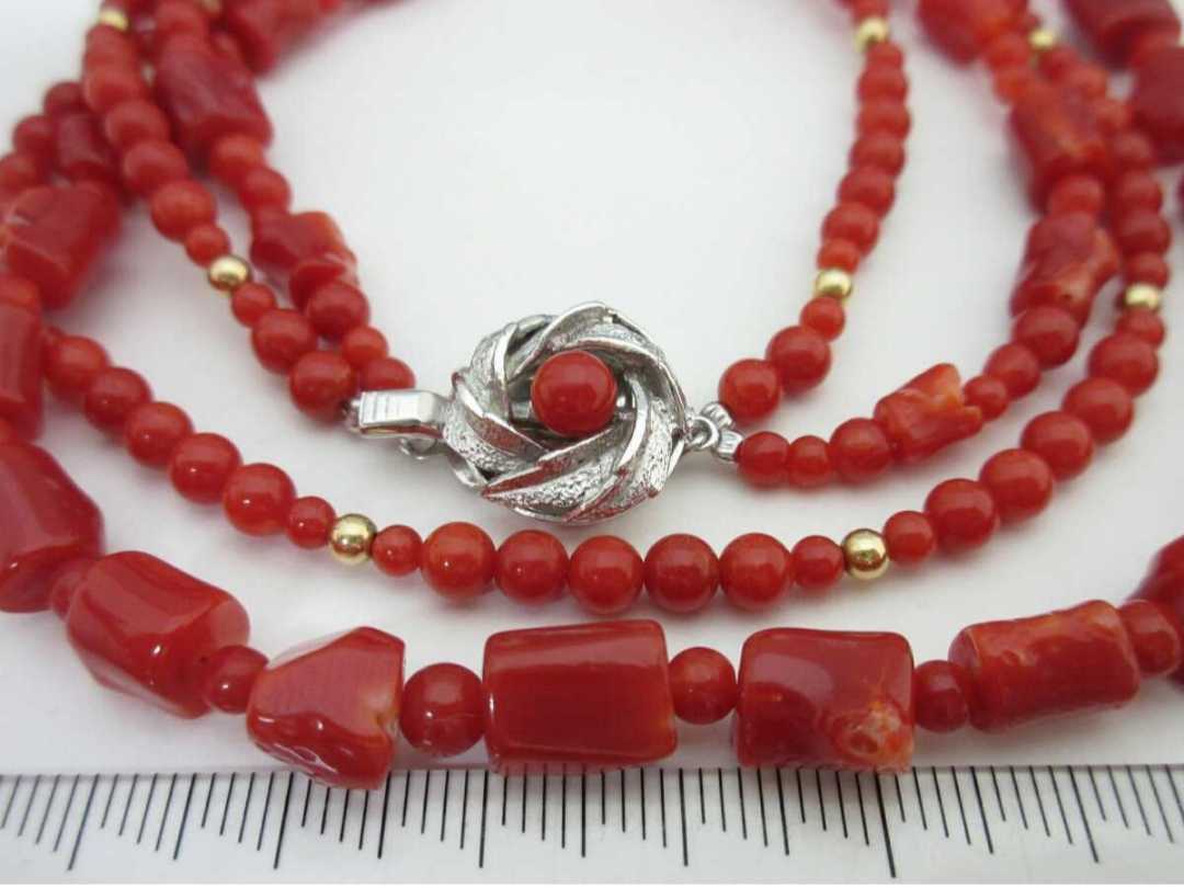 [TOP]. red .. coral 34.7g necklace loose bracele netsuke d810.