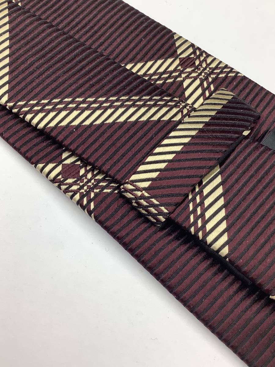 新品　日本製ネクタイ 　高級織物生地　エンジの大きなチェック　シルク100%お買い得サービス_画像4