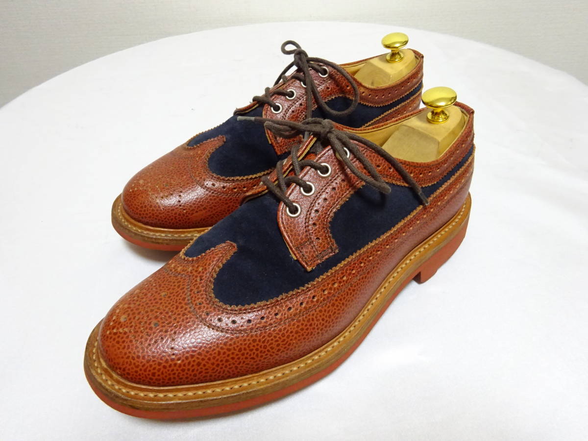 MARK MCNAIRY マークマクナイリー　ロングウイングチップダービーシューズ　レザーシューズ　サンダース製　ENGLAND製　GB7　US8　26cm_画像1