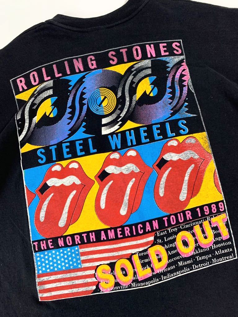 オリジナル stedman ROLLING STONES XL ローリングストーンズ STEEL WHEELS TOUR 1989 両面プリント バンドTシャツ USA製 ロックTシャツ