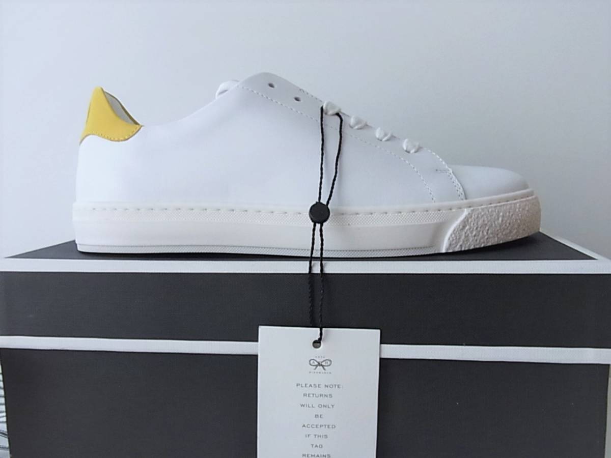  не использовался ANYA HINDMARCH Anya Hindmarch кожа спортивные туфли смайлик SMILEY 37 белый белый Tennis Shoe с коробкой wing k Италия производства 