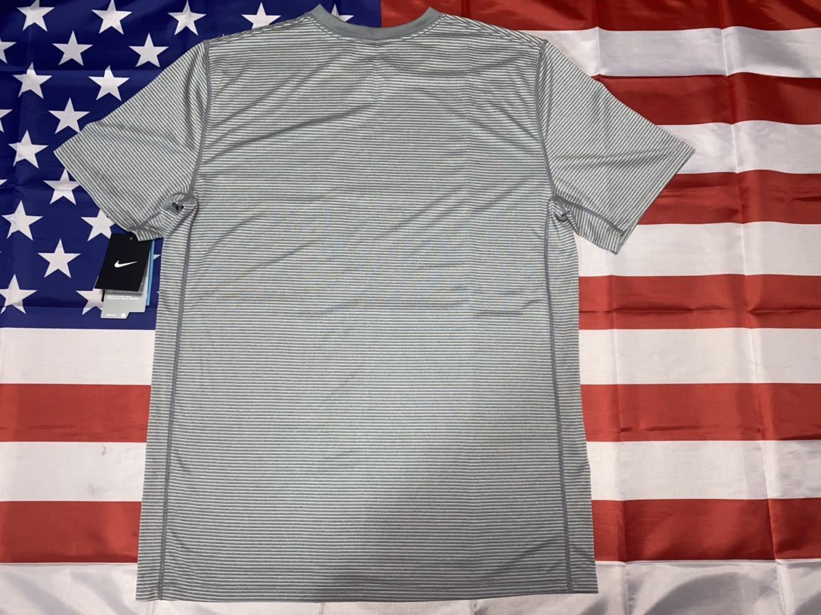 新品未使用タグ付き　made in USA Nike Mens Black Dri-Fit Touch Stripped Training Shirt LARGE グレー_画像6