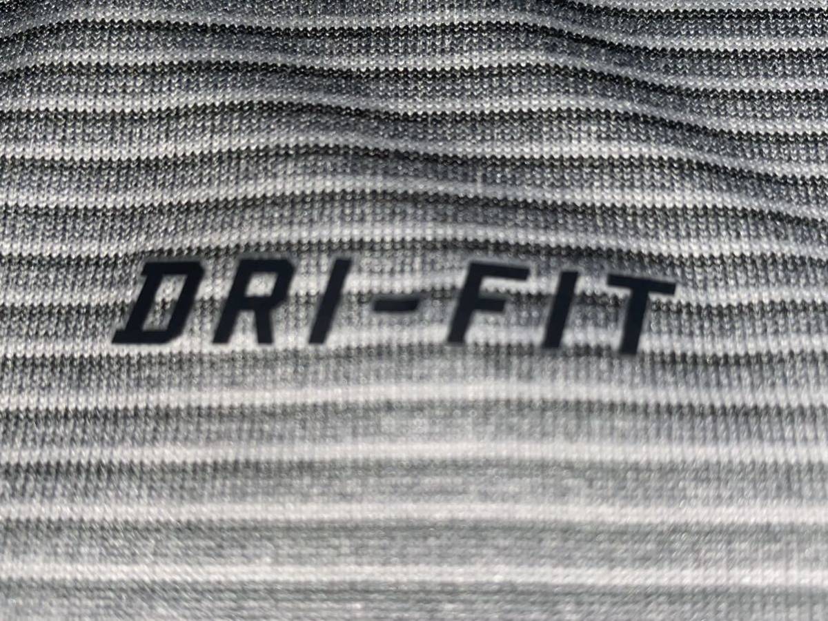 新品未使用タグ付き　made in USA Nike Mens Black Dri-Fit Touch Stripped Training Shirt LARGE グレー_画像3