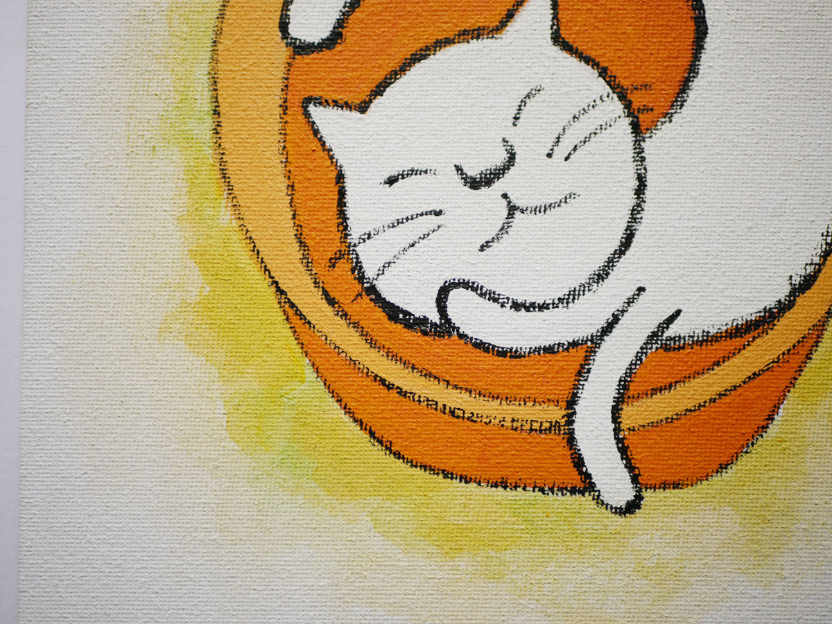 *[ autograph acrylic fiber .]Torymanz( Aoki blue one .) genuine work [ white cat |No.001]F3 size * cat. .