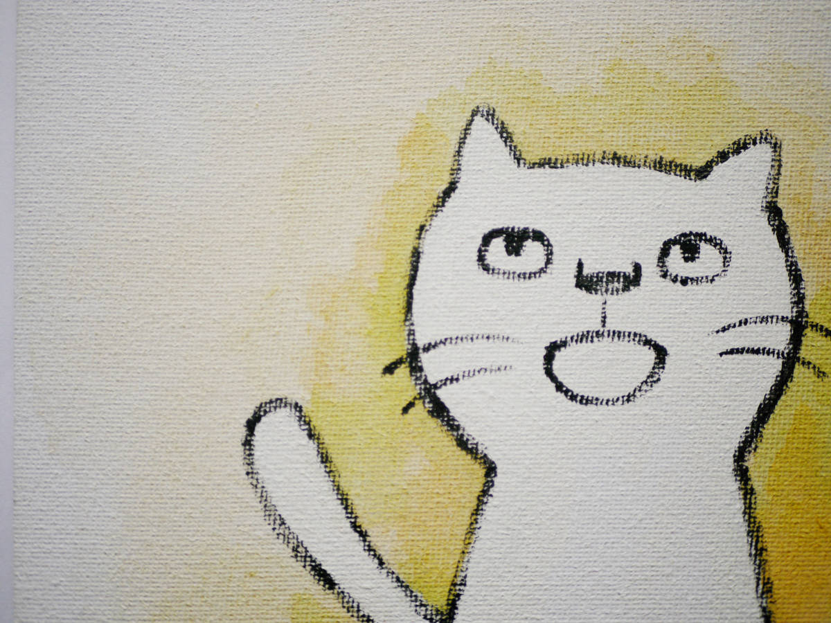 *[ autograph acrylic fiber .]Torymanz( Aoki blue one .) genuine work [ white cat |No.003]F3 size * cat. .