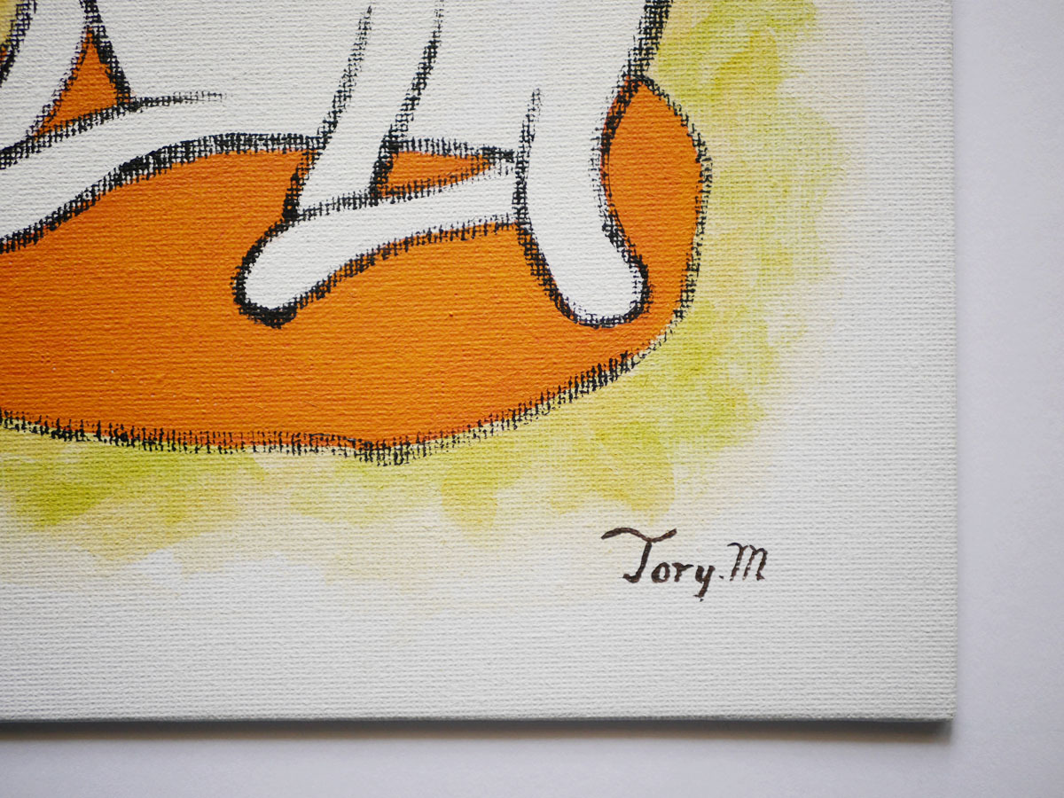 *[ autograph acrylic fiber .]Torymanz( Aoki blue one .) genuine work [ white cat |No.007]F3 size * cat. .