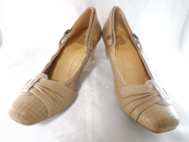 blanc/bleu* original leather pumps *37.5*24.5*EEE*1 times use * search ....24.5