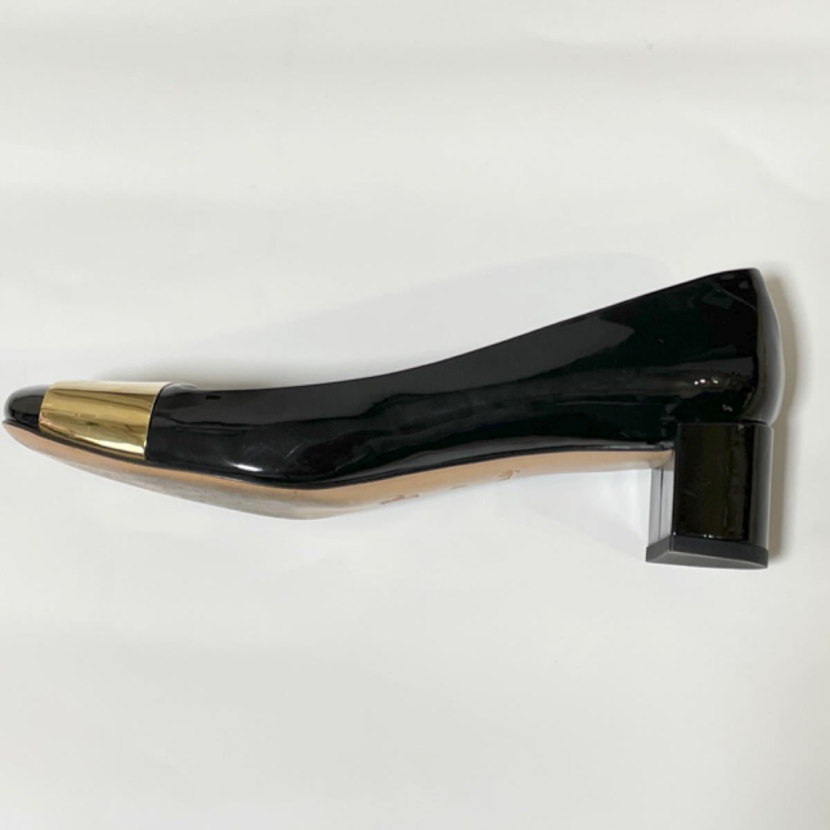 ルイヴィトン エナメルヒールパンプス 黒 サイズ38 (24cm