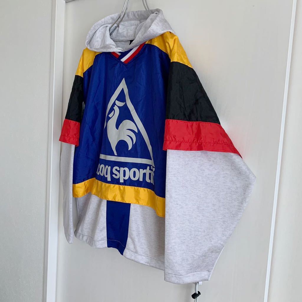 【激レア】le coq sportif ルコック レイヤード ナイロン パーカー プルオーバー ビッグロゴ_画像4