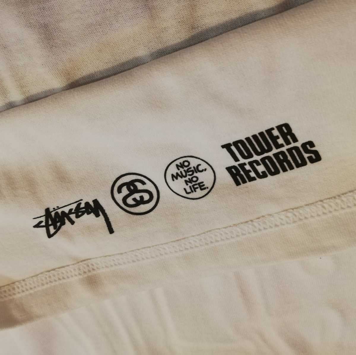 新品 ステューシー STUSSY タワレコ Tシャツ Sサイズ 白 タワーレコード TOWER RECORDS コラボ 半袖Tシャツ スチューシー ダブルネーム