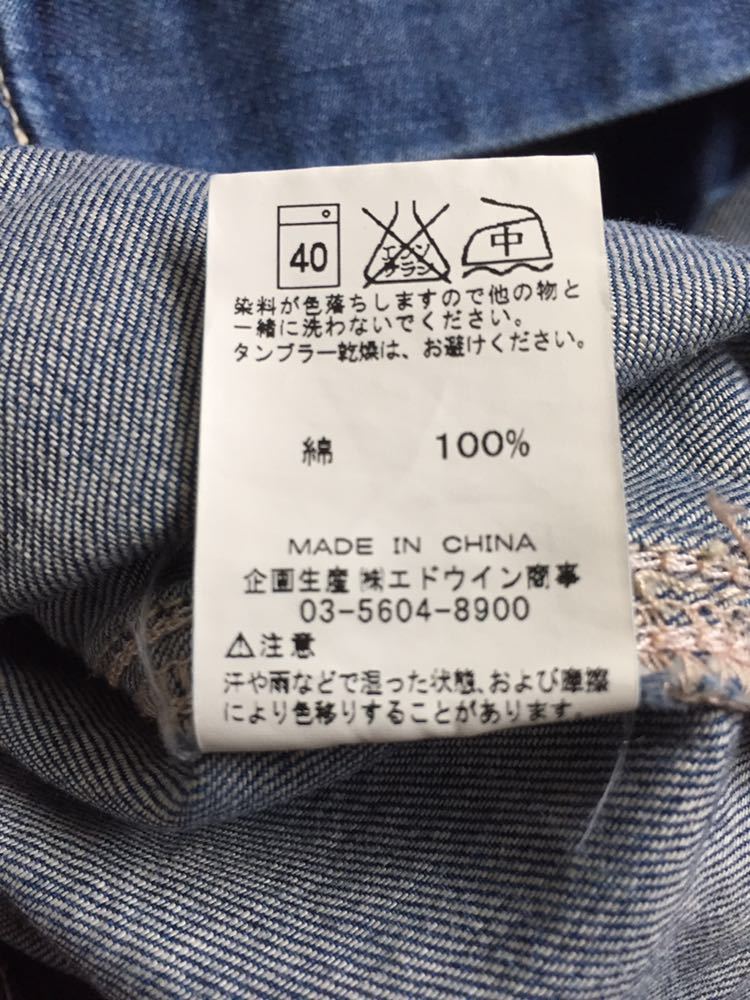 Lee リー デニム シャツ ワンピース インディゴ スナップボタン DENIM INDIGO ポケット付き 長袖_画像8