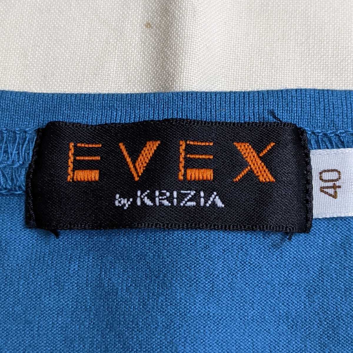E115 EVEX by KRIZIA エヴェックス エヴェックスバイクリツィア レディース 40 L 半袖 Tシャツ カットソー 青 水色 ブルー カモフラ_画像6