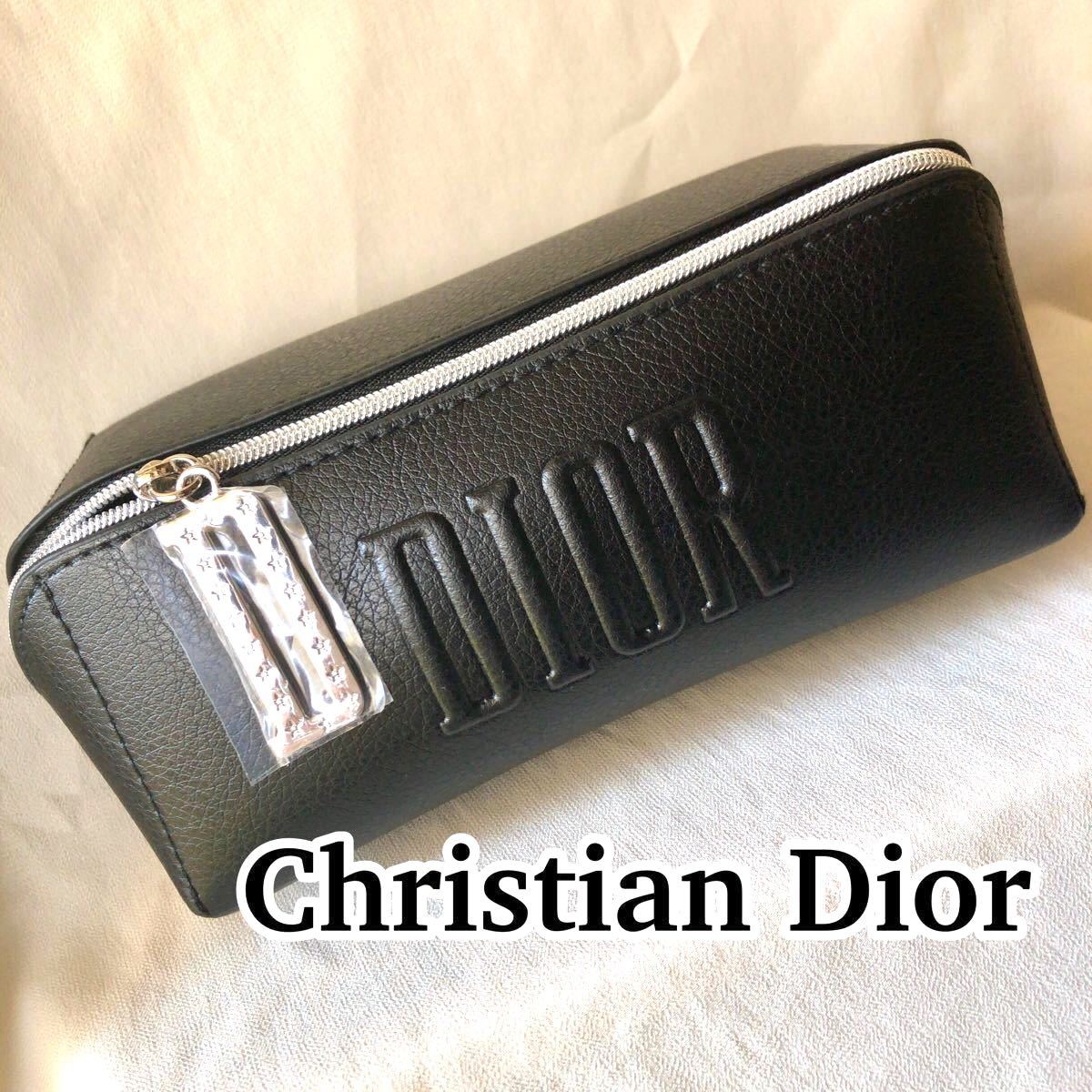 Dior ディオール レザー スクエア型 ブラック ポーチ ノベルティ Dior ディオール レザー スクエア型 ブラック ポーチ ノベルティ