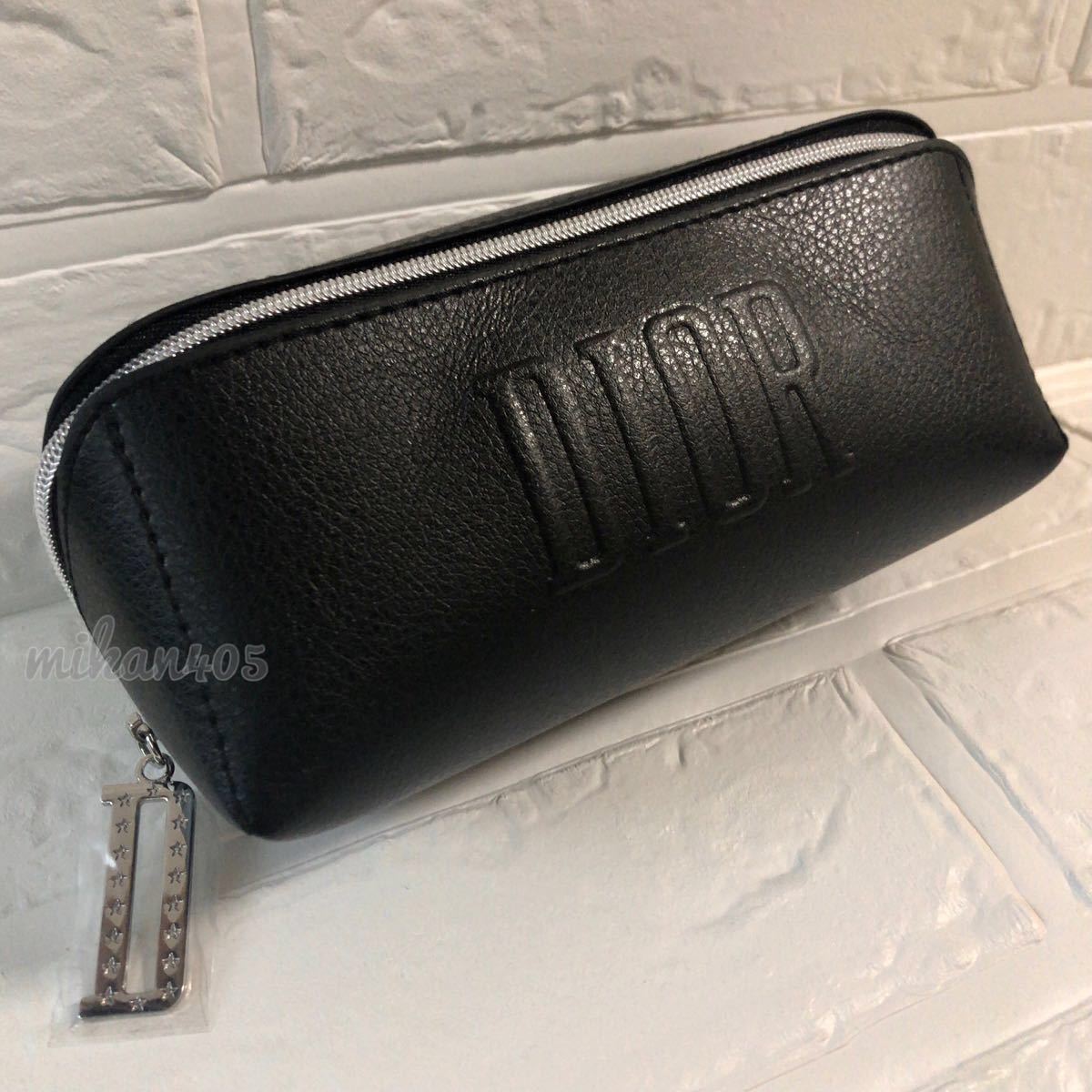 Dior ディオール レザー スクエア型 ブラック ポーチ ノベルティ Dior ディオール レザー スクエア型 ブラック ポーチ ノベルティ