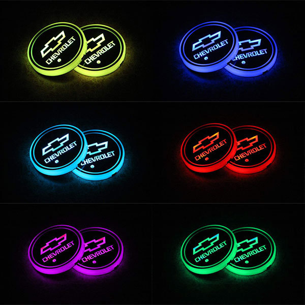 シボレー 車 コースター ドリンクホルダー コップ敷き LED RGB 2個セット ドレスアップ Chevrolet カー用品 ポイント消化 送料無料_画像2