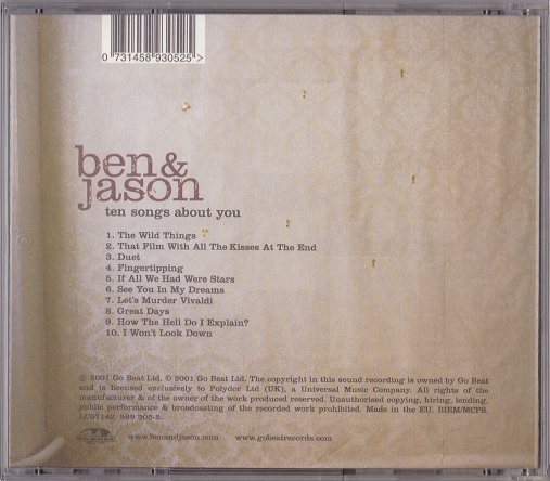 Ben & Jason / Ten Songs About You (輸入盤CD) ベン&ジェイソン