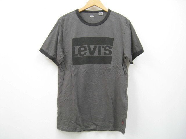 Levi'ｓ リーバイス 半袖Tシャツ ロゴプリント モノトーン ダークグレー×ブラック スミクロ 黒 サイズS_画像1