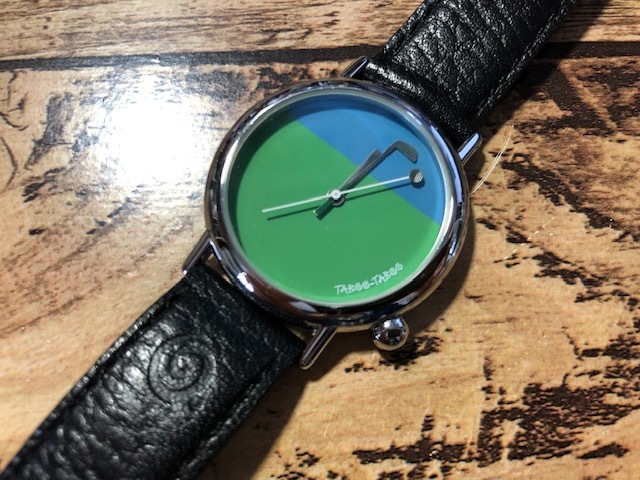 良品程度 レア ヴィンテージ 良デザイン TABOO-TABOO タブータブー MADE IN FRANCE ゴルフクラブ針 純正ベルト クオーツ メンズ 腕時計