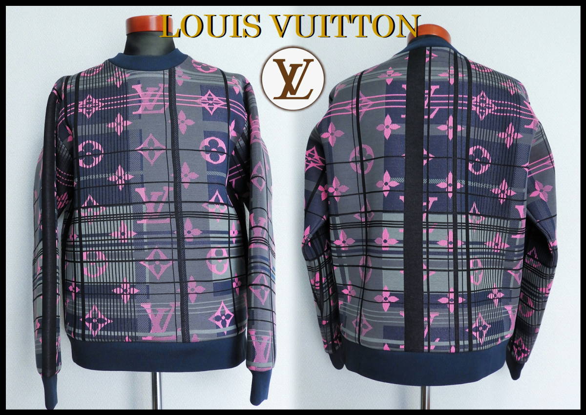 LOUIS VUITTON monogram ja card sweat jacket pink men's S Louis Vuitton shirt new goods box attaching rare sweatshirt LV total pattern 