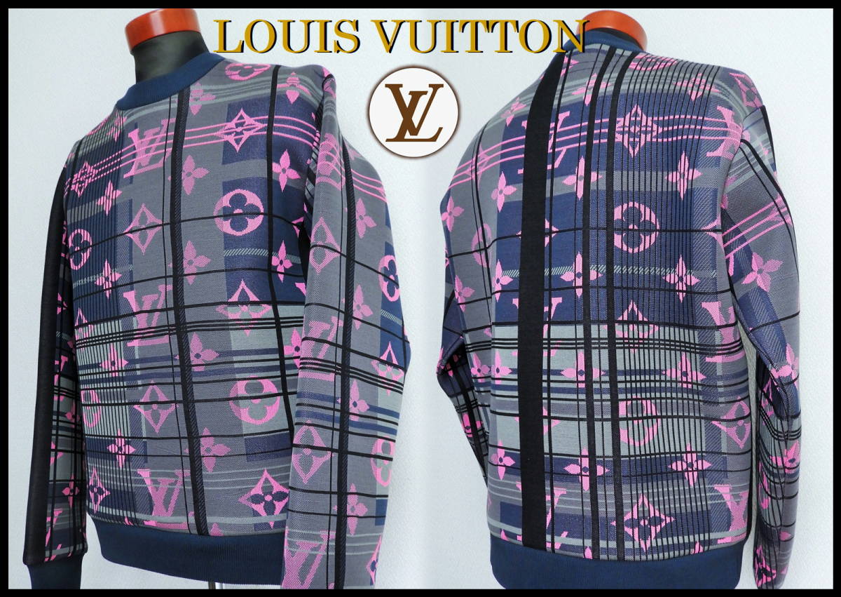 LOUIS VUITTON monogram ja card sweat jacket pink men's S Louis Vuitton shirt new goods box attaching rare sweatshirt LV total pattern 