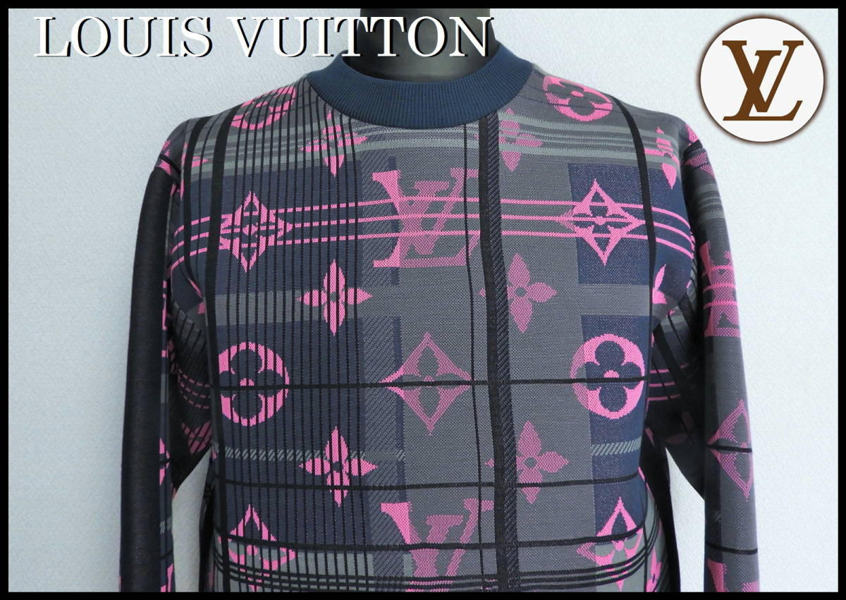 LOUIS VUITTON monogram ja card sweat jacket pink men's S Louis Vuitton shirt new goods box attaching rare sweatshirt LV total pattern 