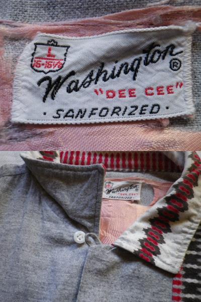 50s 60s☆レア柄 WASHINGTON DEE CEE プリントネルシャツ L オリジナル