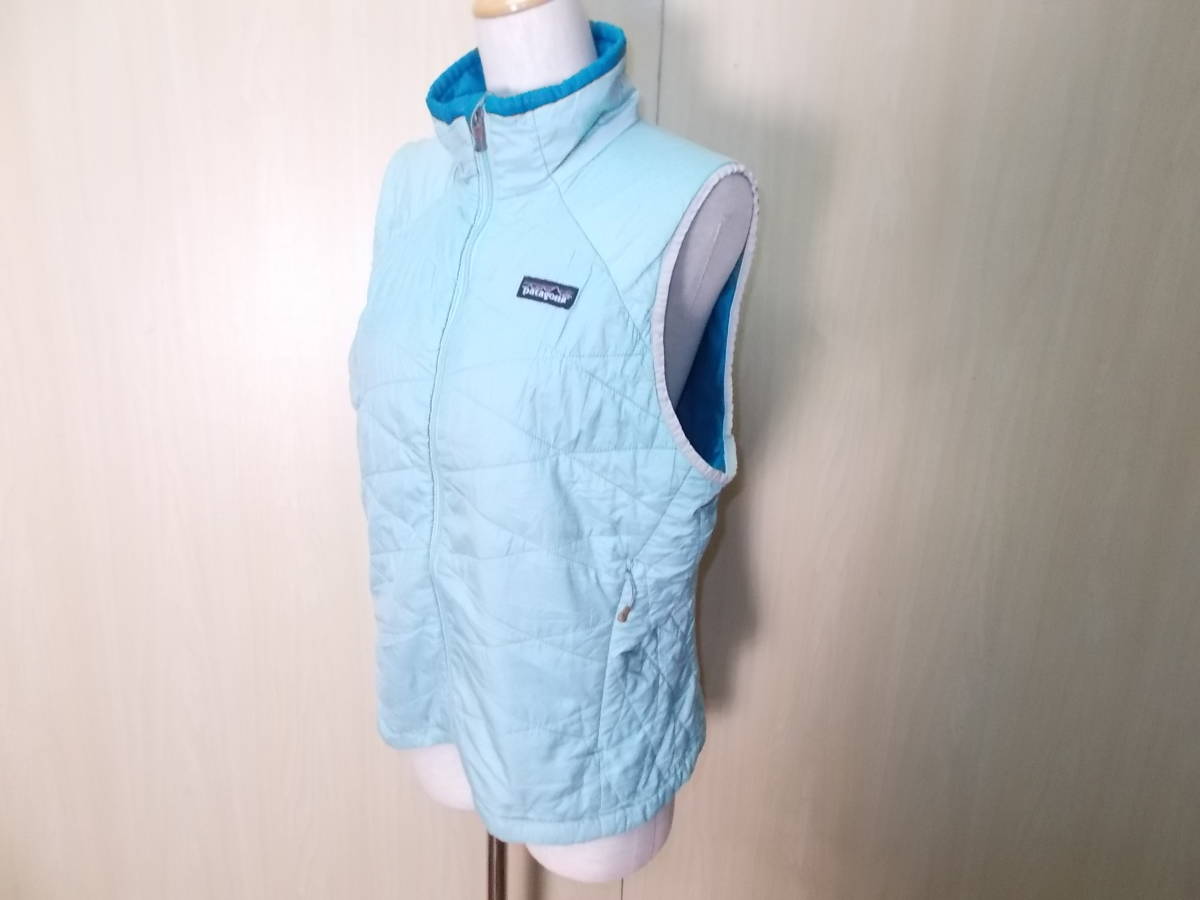 169◆Patagonia 中綿入りジップアップベスト◆パタゴニア 水色 sizeM WOMENS ポリ素材 2009年秋製造 アウトドア PRIMALOFT ジャケット 3E_画像3