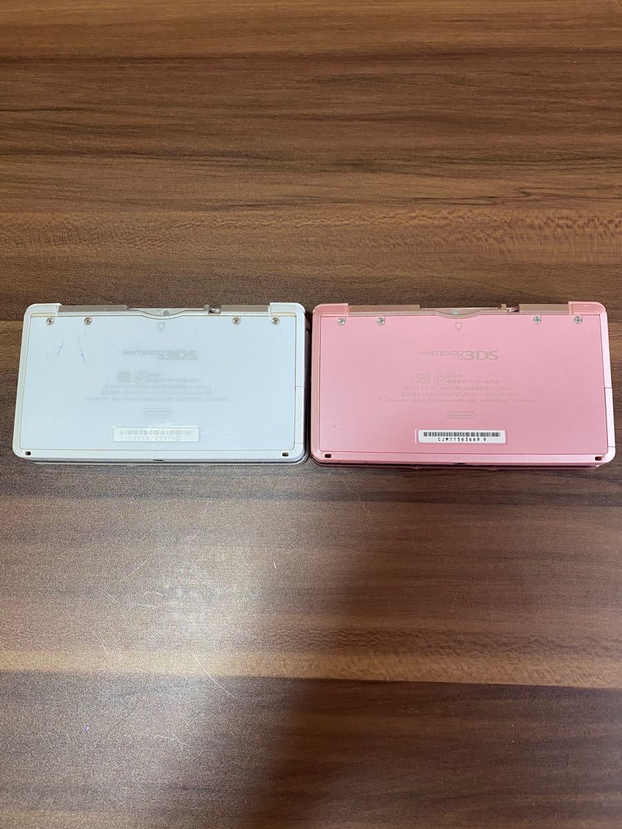 Nintendo 3DS 3DS ニンテンドー3DS本体 任天堂 ホワイト　ピンク　2台　ジャンク　メモリーカード二枚　アダプター