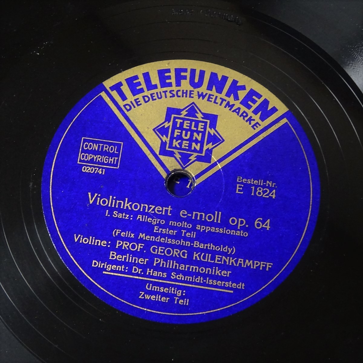 独Telefunken E1824/7　メンデルスゾーン「ヴァイオリン協奏曲」　クーレンカンプ