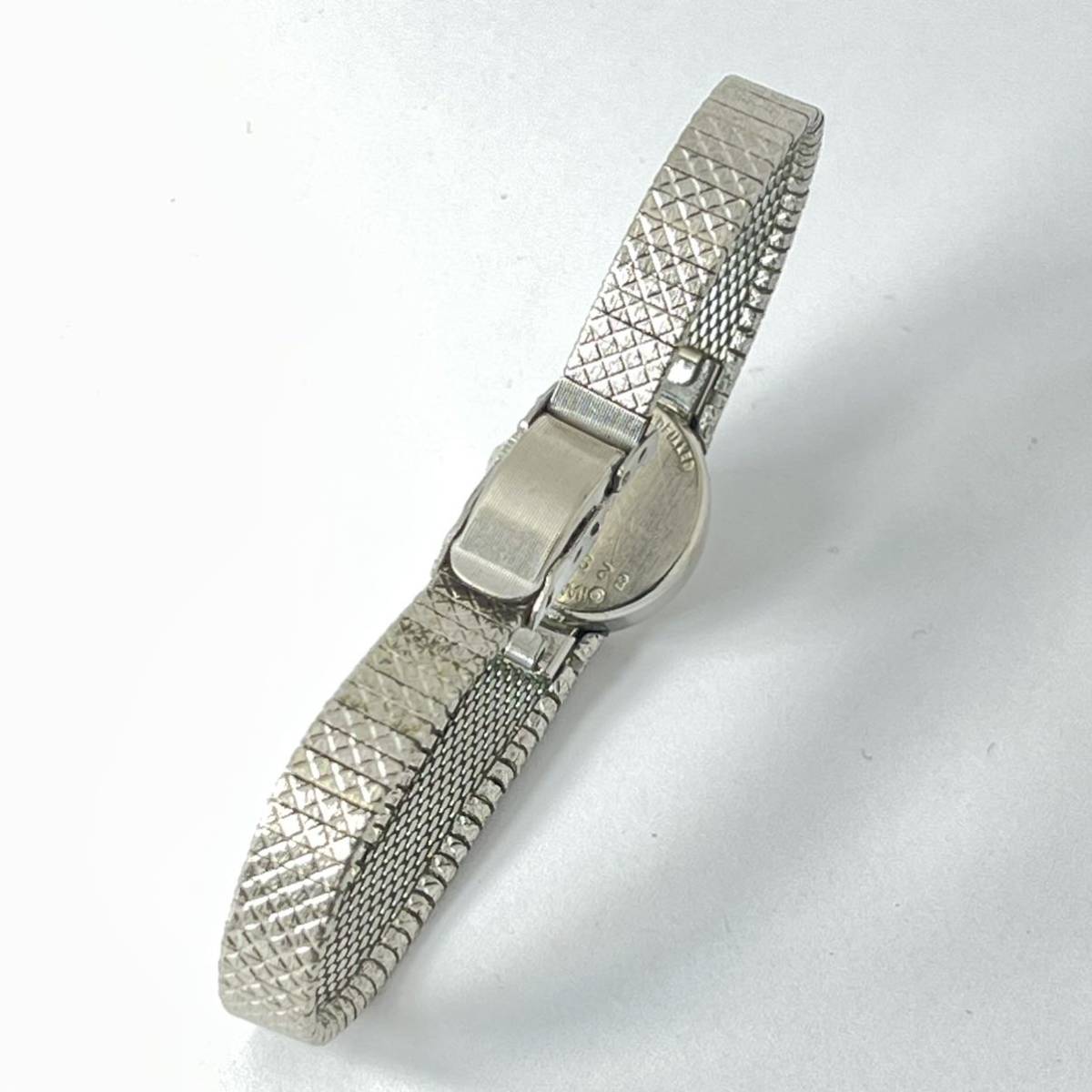 HAMILTON ハミルトン 腕時計 機械式 手巻き 金張り 10K SWISS スイス 2針 シルバーカラー オーバル ビンテージ レディース 稼動品 W3108_画像6