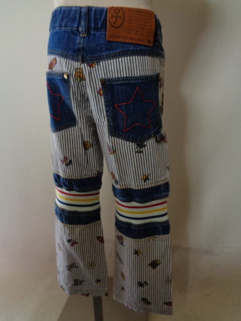 CASTELBAJAC Castelbajac pants Denim size 110 2 set stretch total pattern Kids sweat badge 