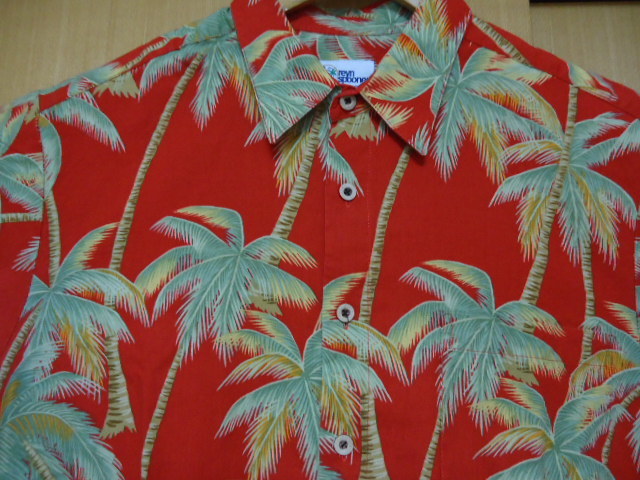 即決　ハワイ　reyn spooner　レインスプーナー　アロハシャツ　赤色　ヤシの木柄　Ｌ52_画像1