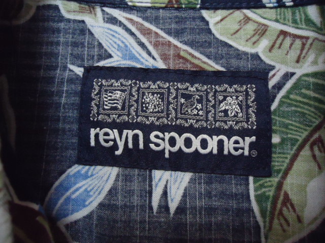 即決　ハワイ　reyn spooner　レインスプーナー　アロハシャツ　紺色　花・葉っぱ柄　ＸＬ35_画像5