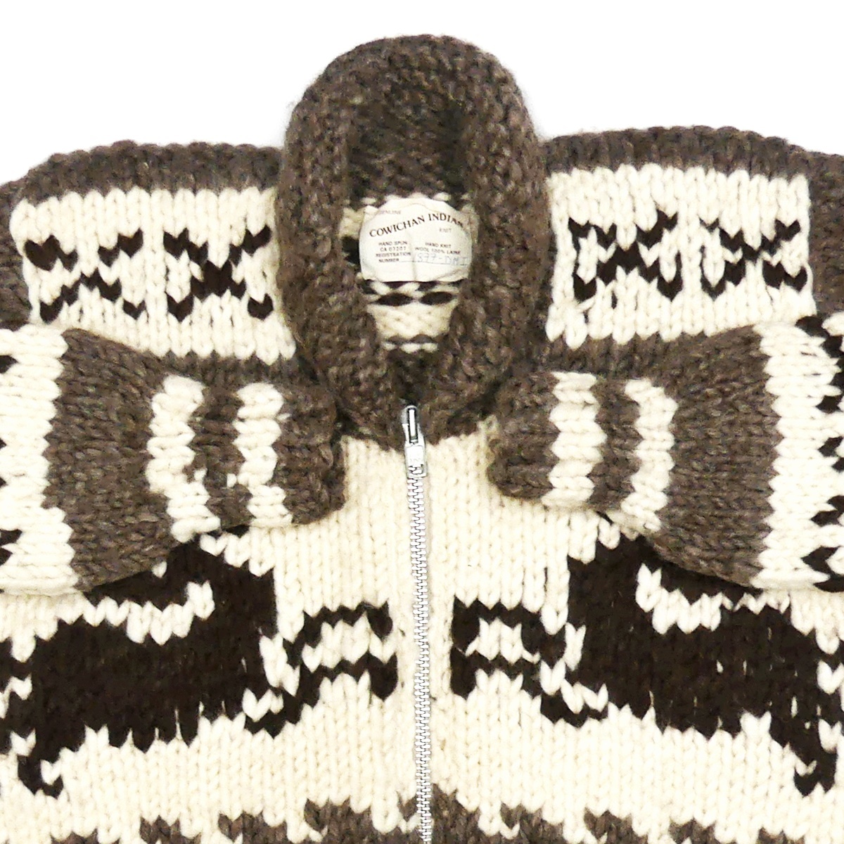 即決★カナダ製 COWICHAN INDIAN★メンズL位 カウチンセーター カウチンインディアン ニット セーター 鹿 ウールジャケット ジップアップ