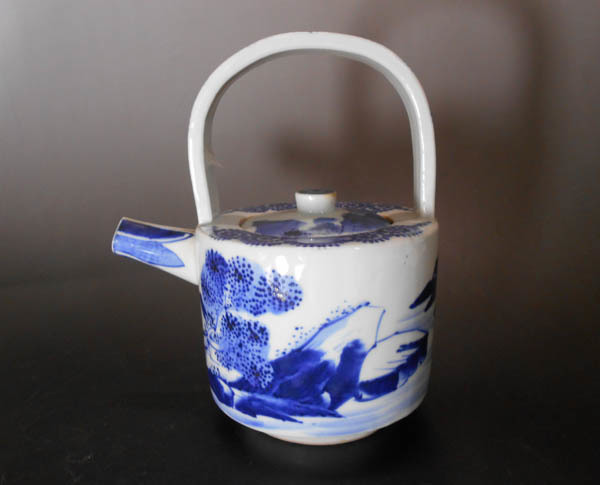  antique city y blue and white ceramics old Imari . Tang . landscape writing . shop writing .. earthenware teapot Edo period water note sake note auction-1