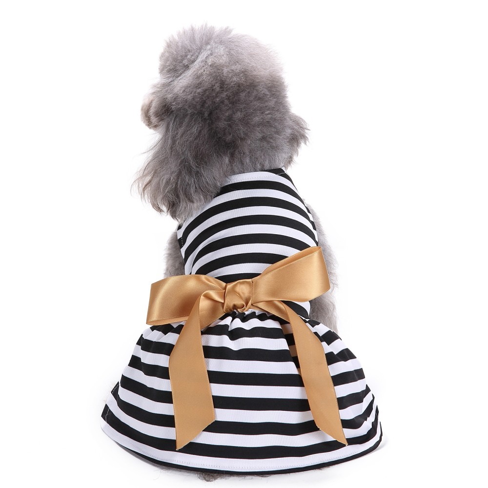 XS ボーダーワンピ 犬 リボン付き 夏服 犬服 猫服 ペットウェア