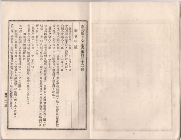 N21050612新潟県布令全書明治23年12月第132○中蒲原郡鳥屋王村を鳥屋野村と改称(現新潟市)○新潟市東請地町龍宝丸船長柴田利七他航海中漂流_画像4